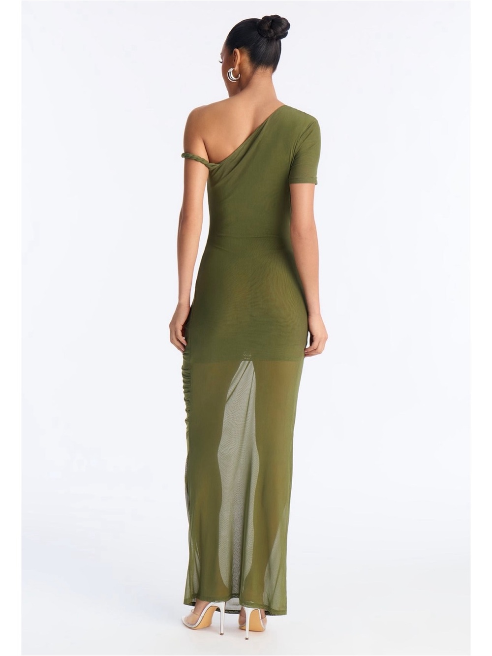 Skylar Asymmetrical Mesh Maxi Dress NWT - Picture 2 of 5